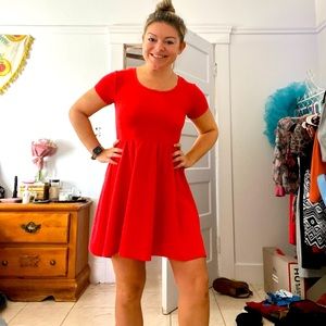 Coral scoop neck baby doll dress